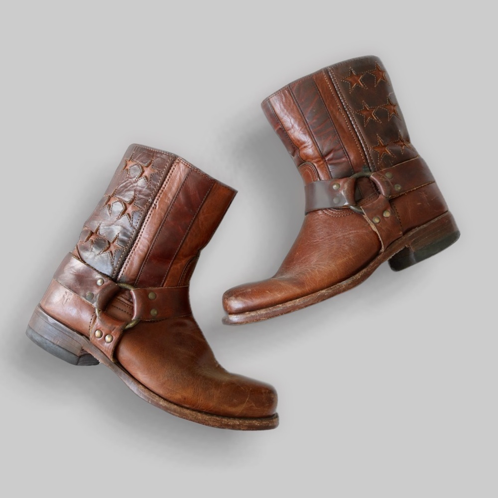‼️SOLD‼️ FRYE | 150th Anniversary Harness Cognac Brown Leather Men's Boots - 9 M